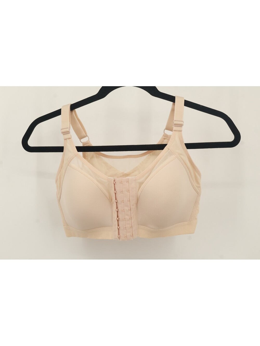 Women’s Front Closure Bra Posture Corrector Wireless X-Back Support Beige Size L